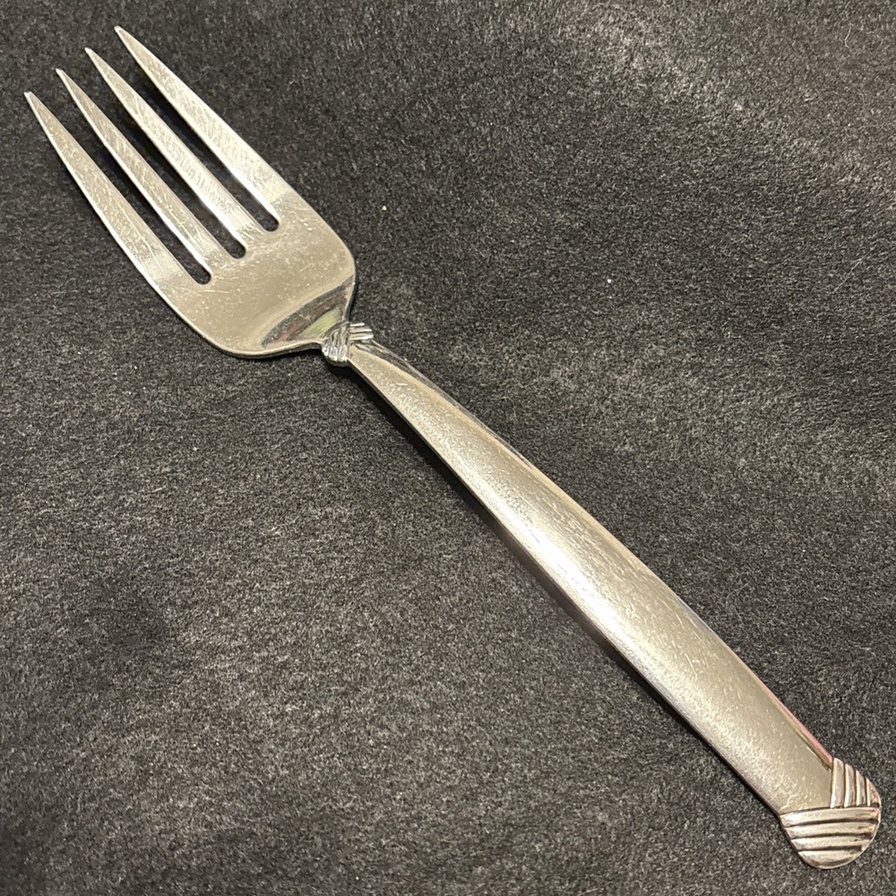 Oneida Rattan 4 Prong Cold Meat Fork Stainless Serving Utensil 8 1/4in USA